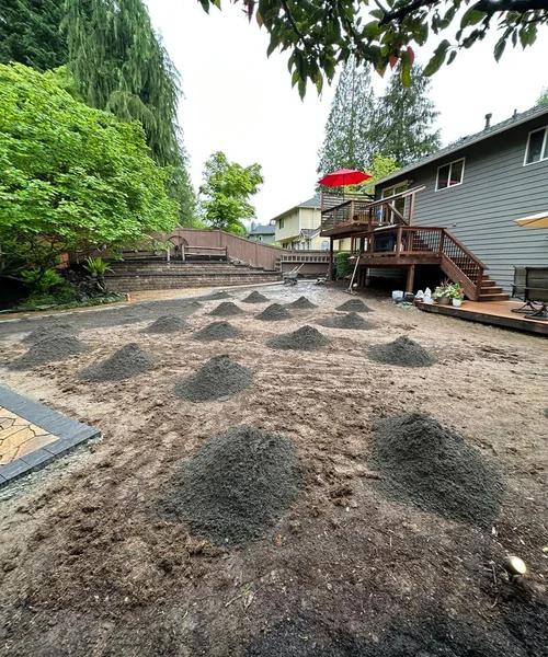 Installation of natural Grass, Retaining wall construction & Fire Pit in Lake Stevens 